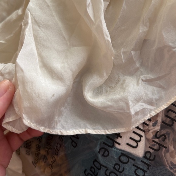 Vintage Eduardo Blanco 100% Silk Embroidered Boho Blouse Sheer Smocked size S - Picture 5 of 5
